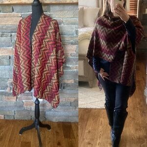 Touche Western Native Shawl Cape Poncho Zig Zag Print